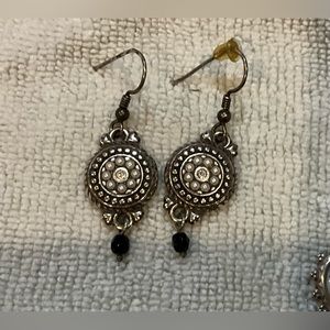 BRIGHTON METAL, GLASS AND BLACK STONE EARRINGS